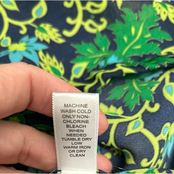 Banana Republic XS Green Blue Floral Boho Cottagecore V-Neck 3/4 Sleeve Blouse - Picture 9 of 9